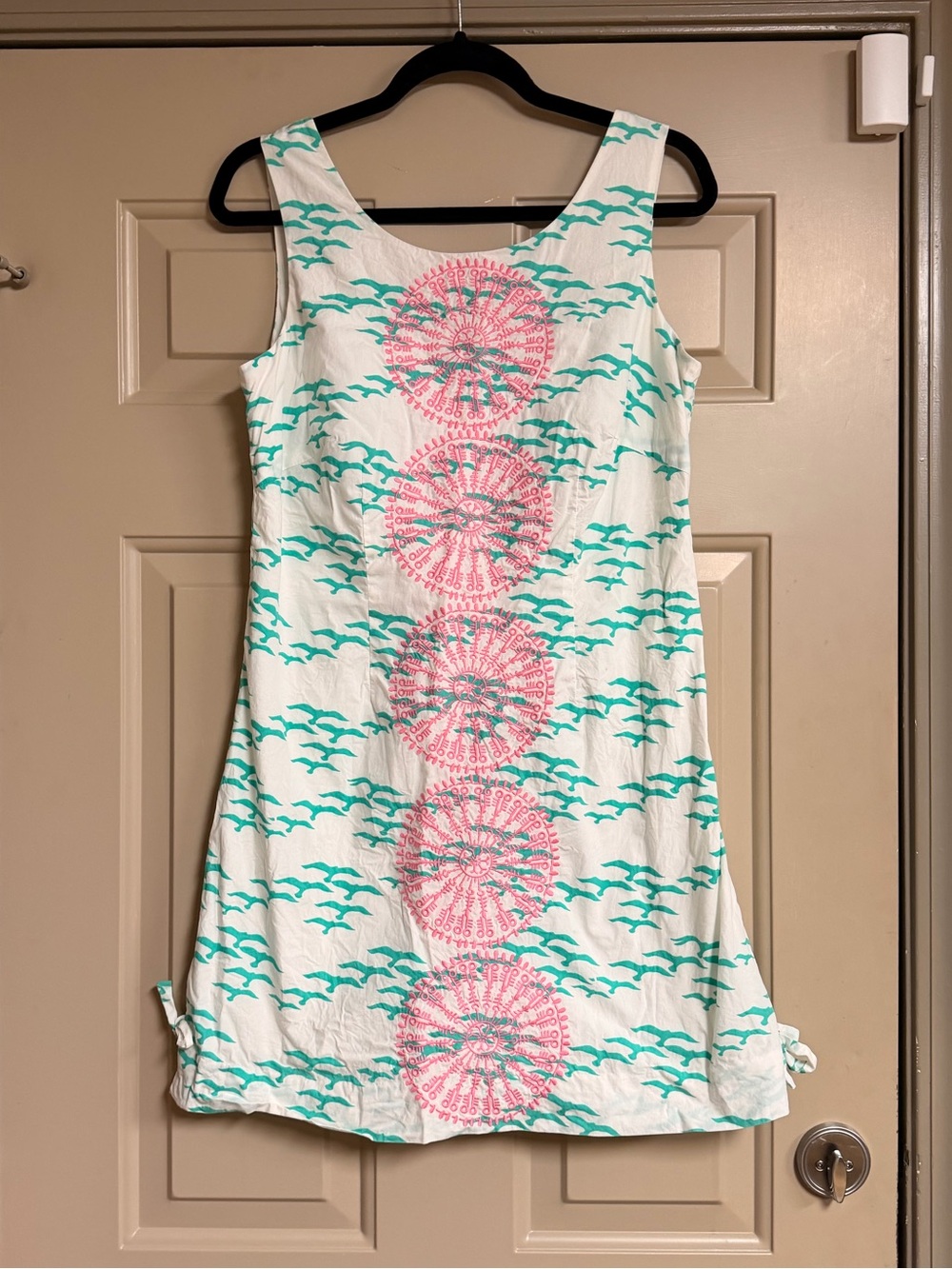 Lilli Pulitzer Women’s Size 10 White Pink With Green Birds Pattern Shift Dress